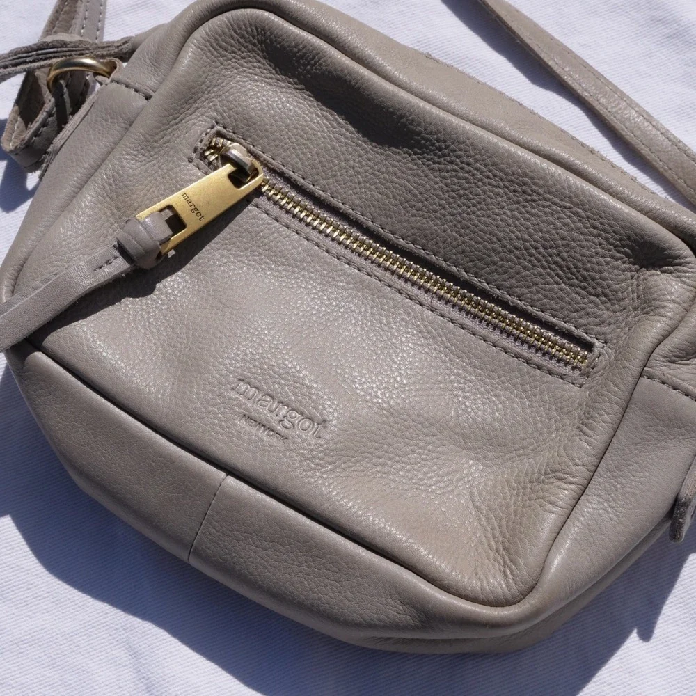 Margot‎ NY sage green pebbled leather mini crossbody bag